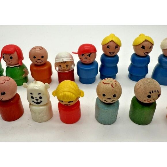 Vintage Fisher Price Little People Lot Wood Plastic Figures 1970s Mixed Set Toys - Picture 5 of 5